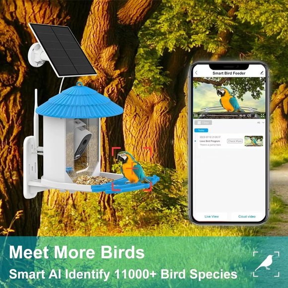 Wireless Bird Feeder Camera with Motion Detection Solar powered
